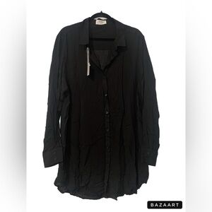Tousyea black button up sleep shirt with long sleeves. NWT size XXL